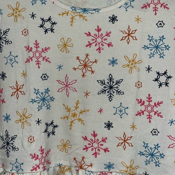 NWT Cat & Jack Girl’s Long Sleeve T-Shirt Dress Cream Snowflake Print XXL 18 - Picture 2 of 8